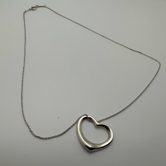 Tiffany & Co. Jewelry - TIFFANY&CO. Medium Silver Elsa Peretti Open Heart Pendant Necklace
